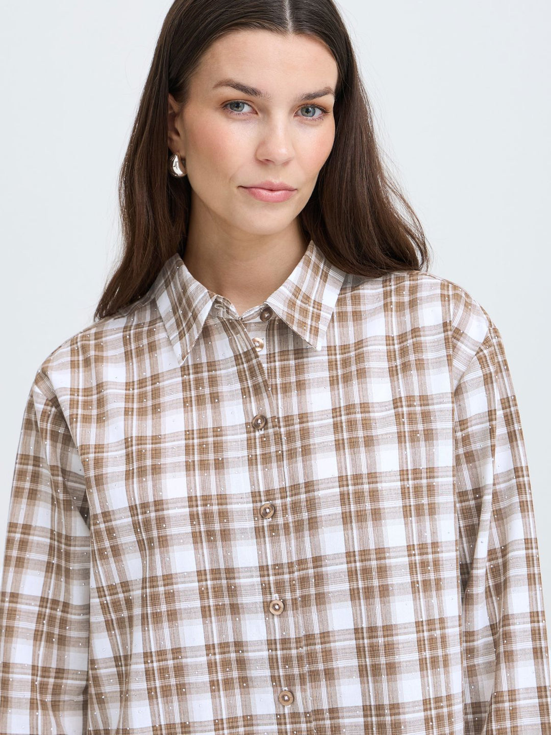 SKJORTE FRCRINA OXFORD TAN CHECK