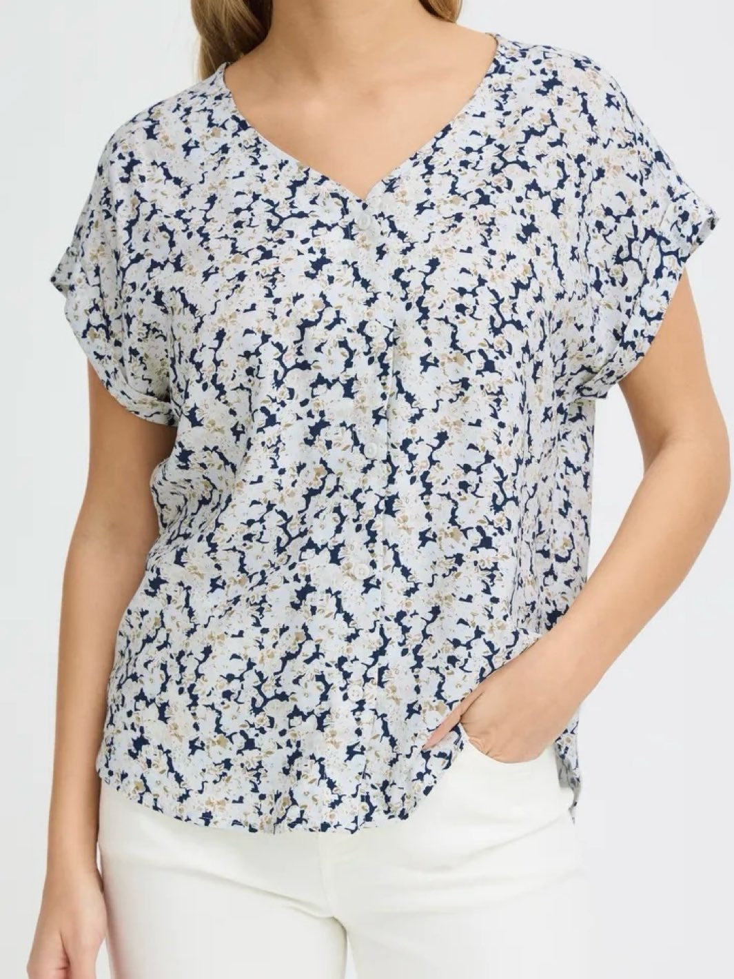 BLUSE FRHEAT NAVY BOHO FLORAL