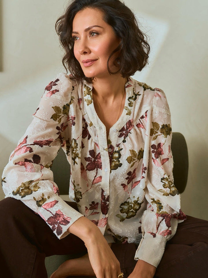 BLUSE OLIVIA FLOWER DEEP CHERRY