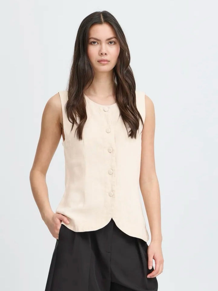 LIN VEST IHLINNO NATURAL