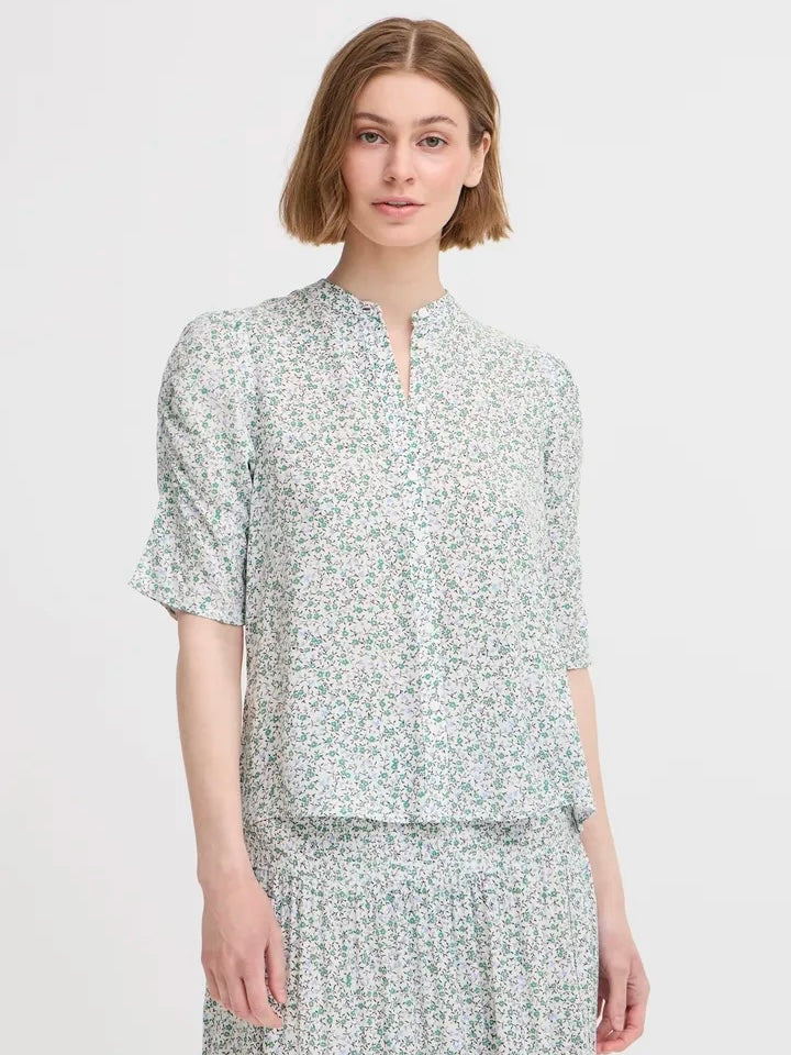 BLUSE IHVERA GREEN FLOWER