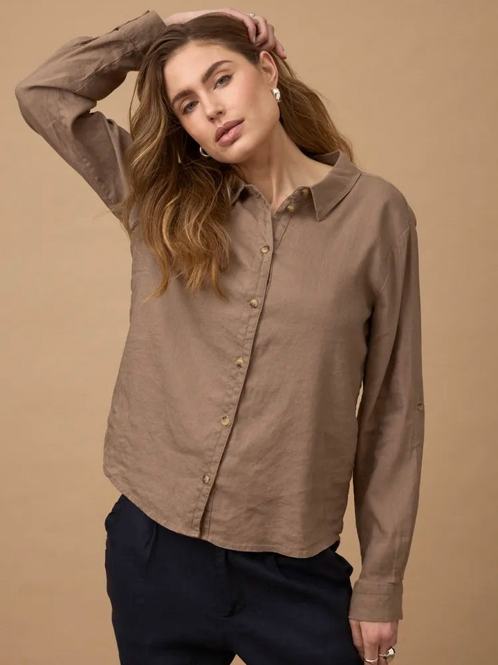 LIN SKJORTE PZLUCA LS WALNUT