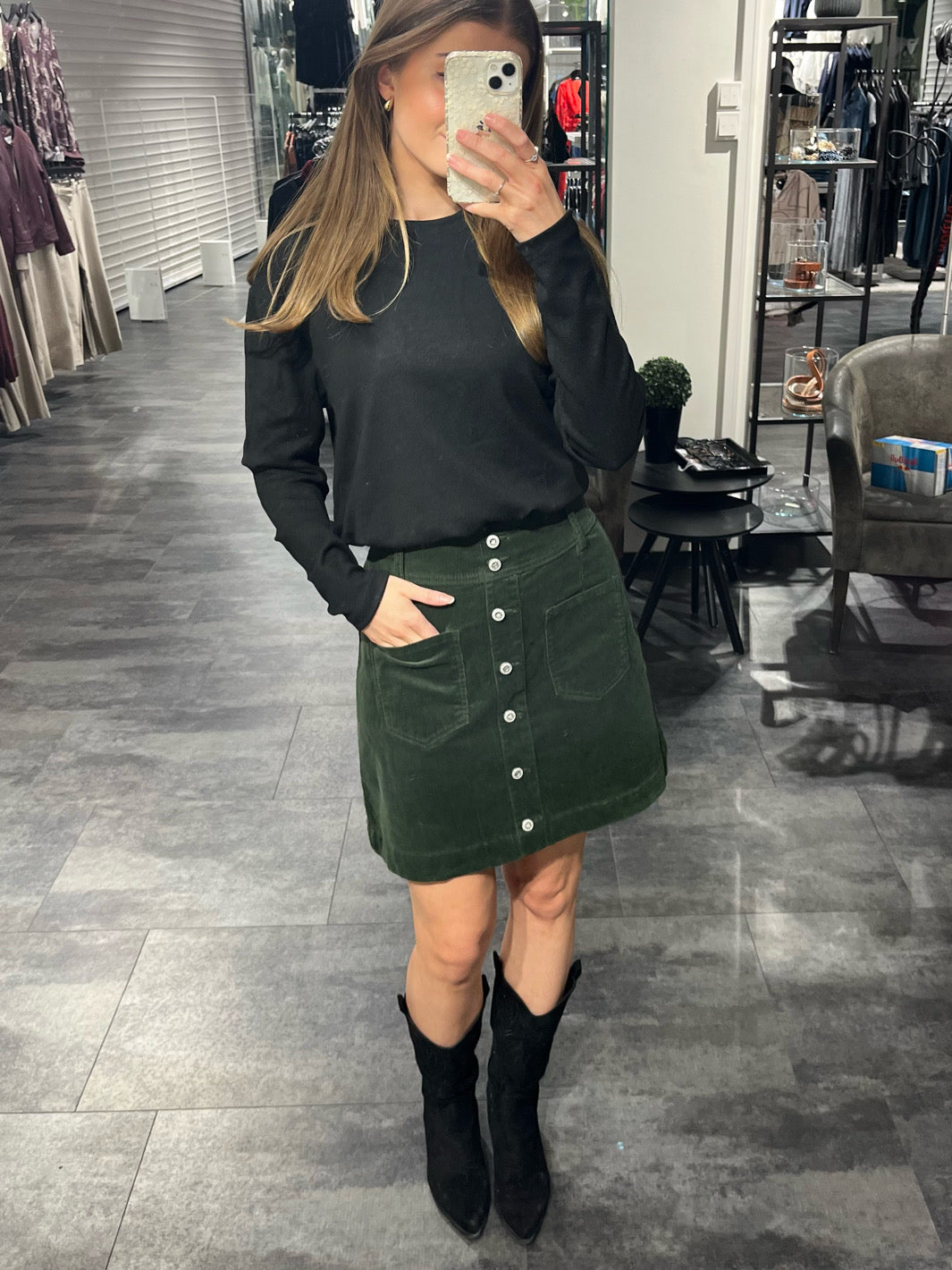 SKJØRT ANNIKA MOSSY GREEN