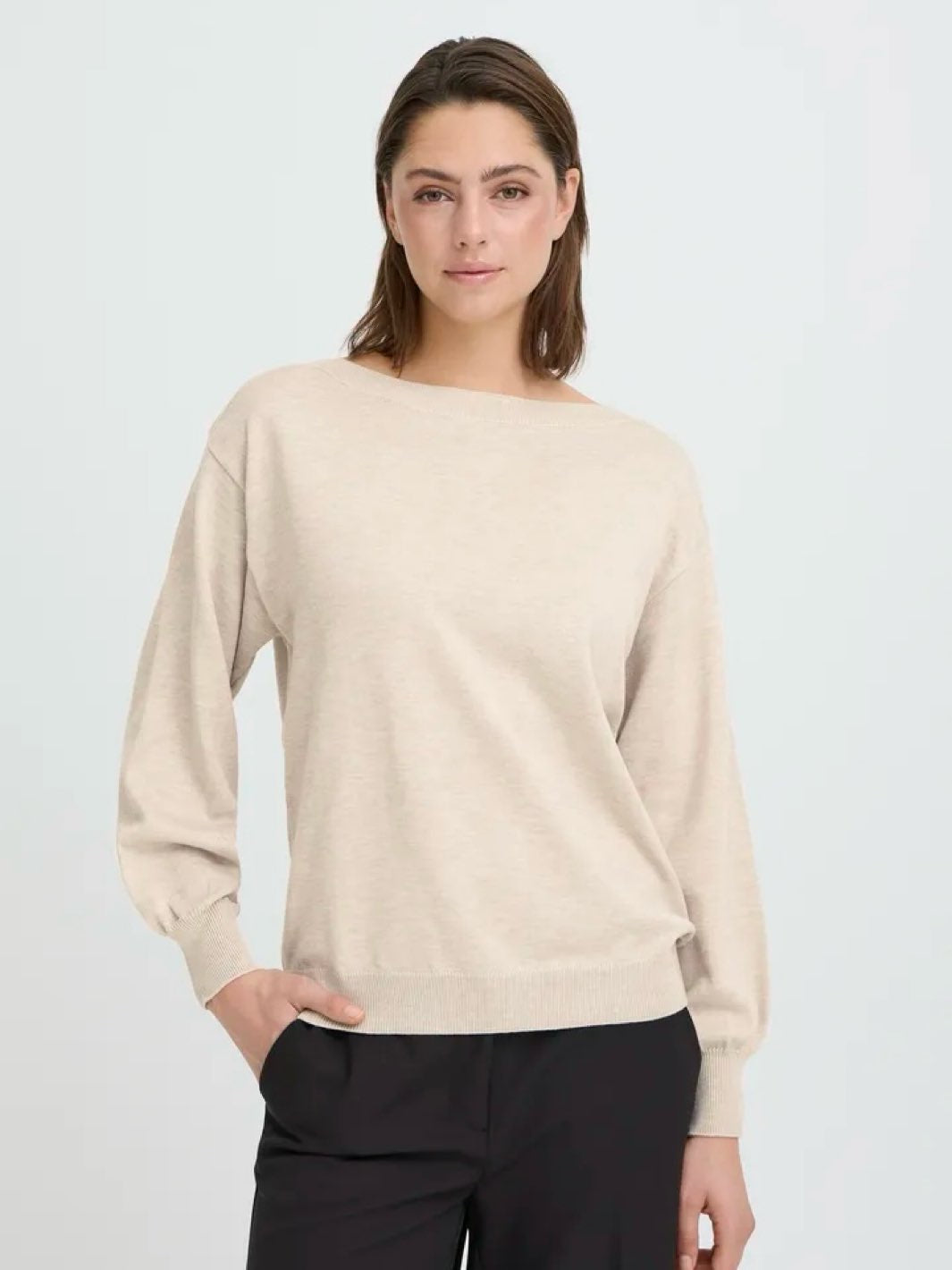 GENSER IHLULS BOAT NECK OATMEAL MELANGE