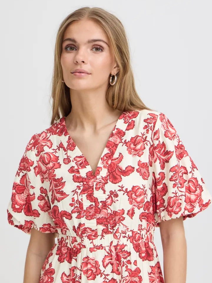 MIDIKJOLE IHGILVIS RED FLORAL
