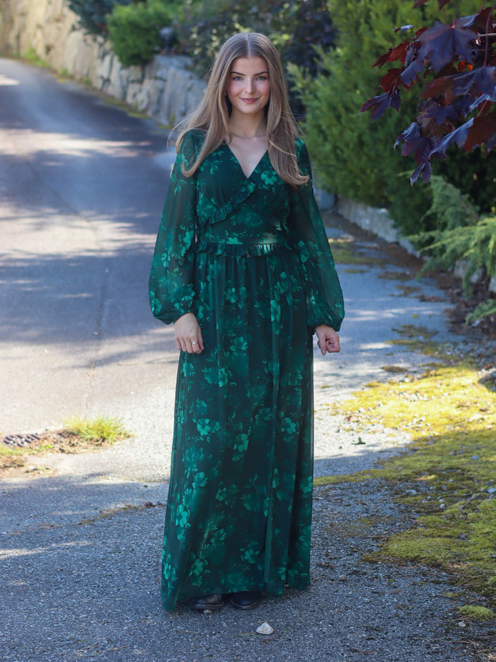 MAXIKJOLE CLARISSA FLOWER DK GREEN