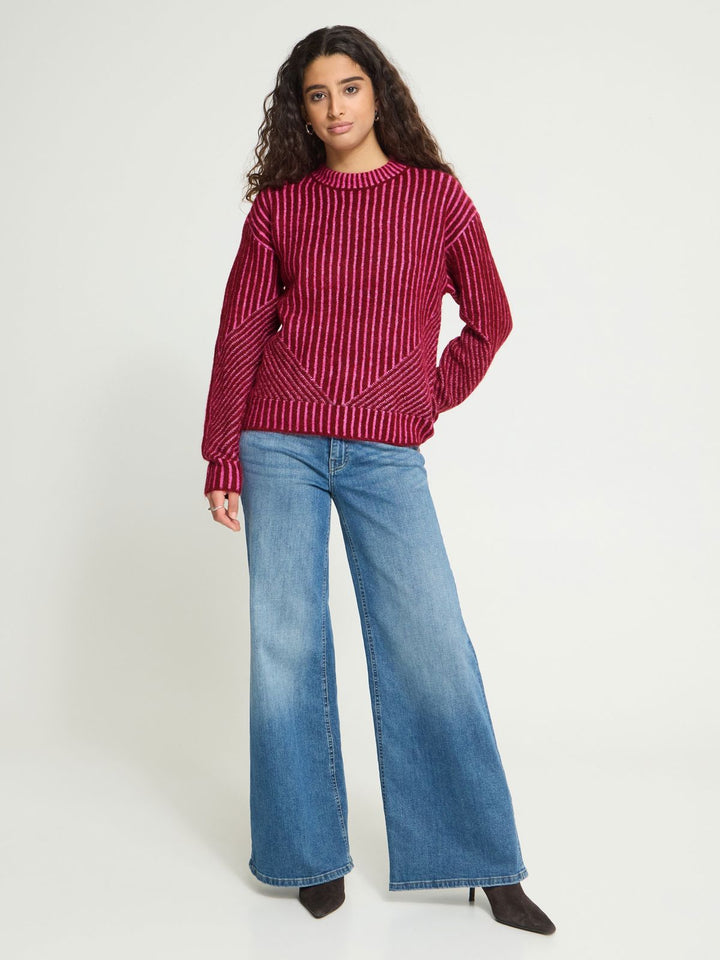STRIKKEGENSER IHKAMARA LS STRIPE ROHDODENDRON