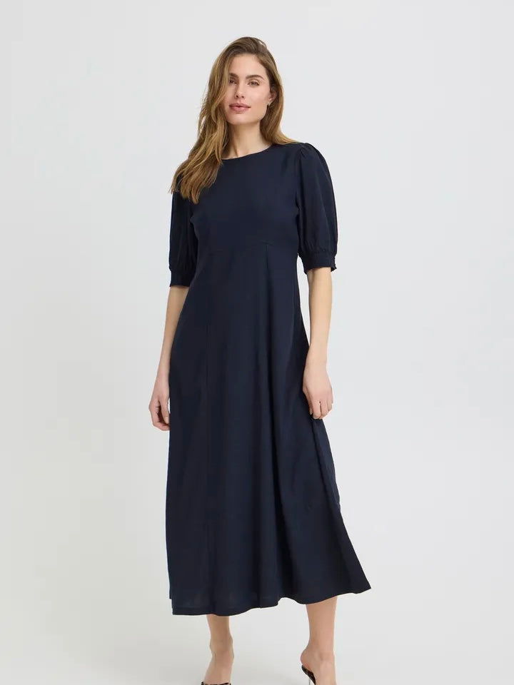 LIN KJOLE PZLUCA LONG SS DARK SAPPHIRE