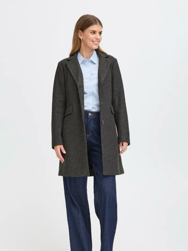 KÅPE FREVILLA LONG CHARCOAL MELANGE