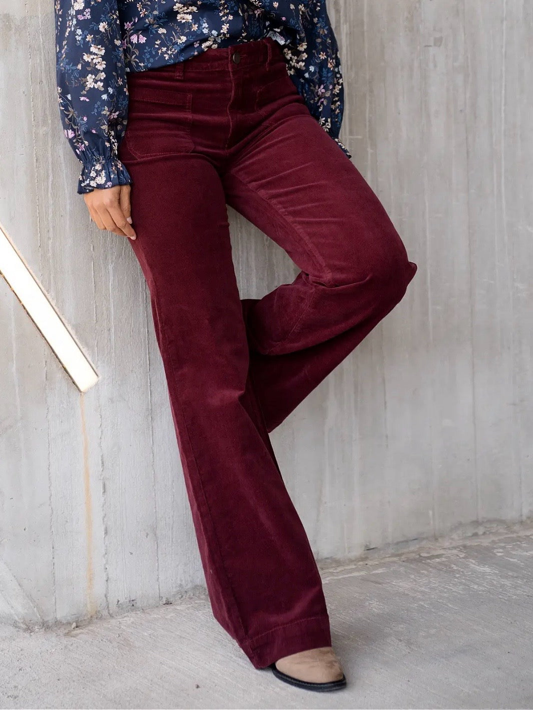 BUKSE ANNIKA CORD DEEP CHERRY