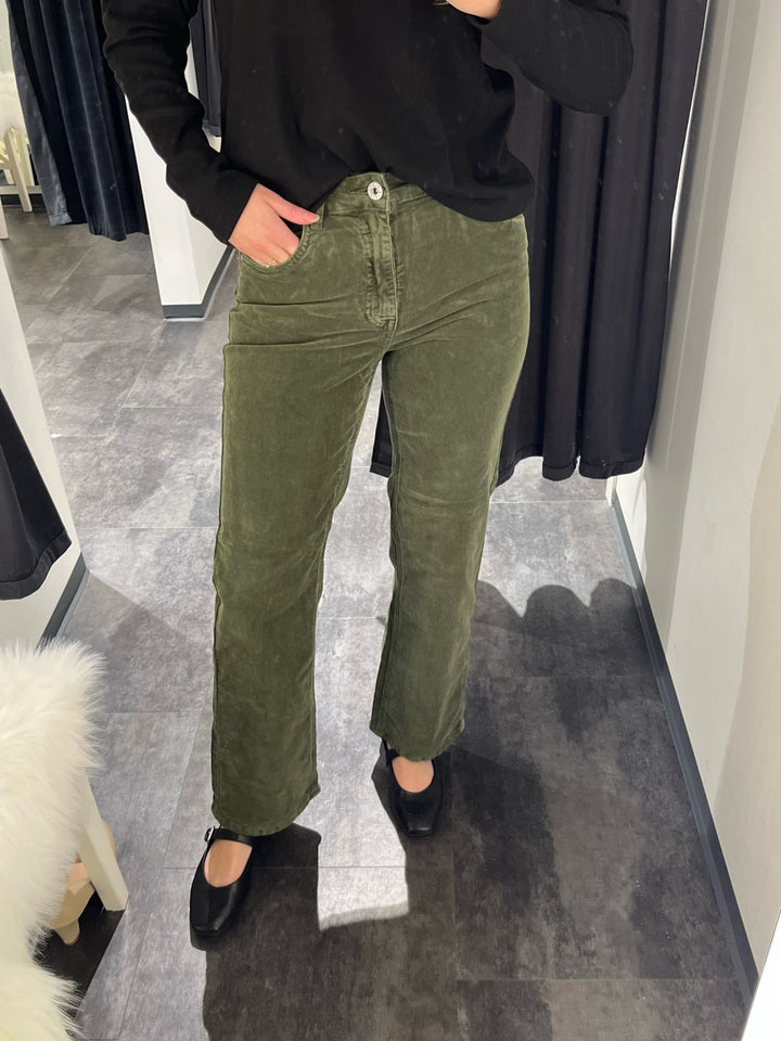 BUKSE HANA CORD MOSSY GREEN