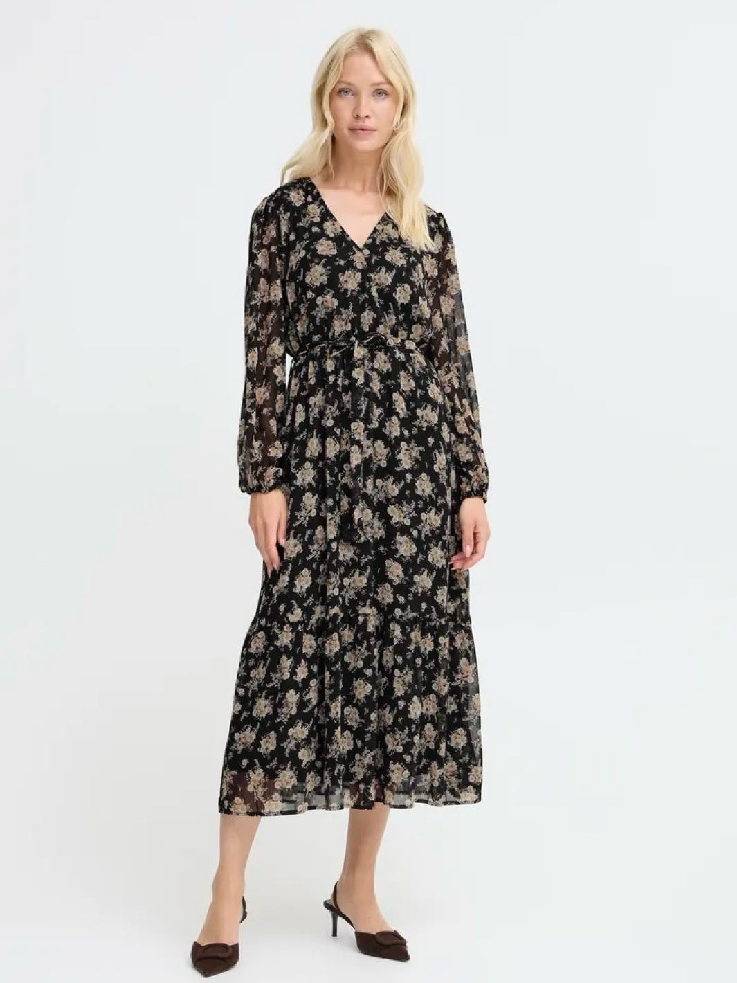 MIDIKJOLE BYXILAYDA BLACK FLORAL