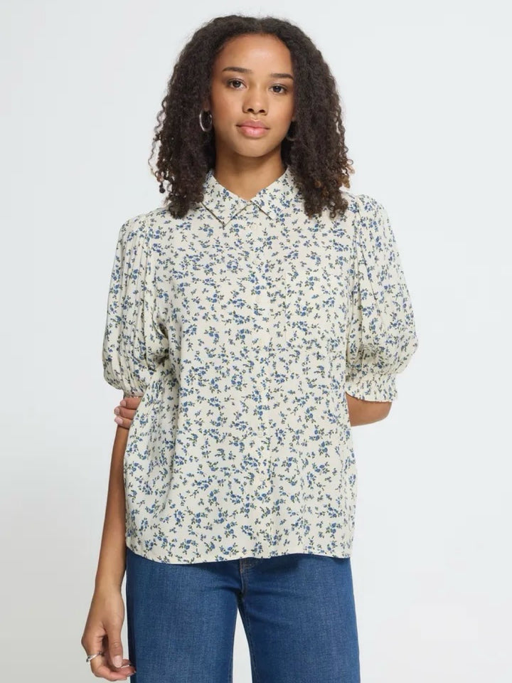SKJORTE IHVERA BLUE FLOWER PRINT