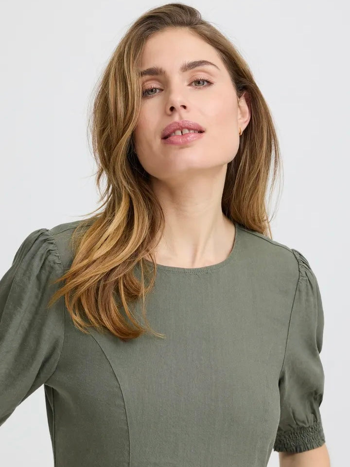 LIN KJOLE PZLUCA LONG SS DEEP LICHEN GREEN