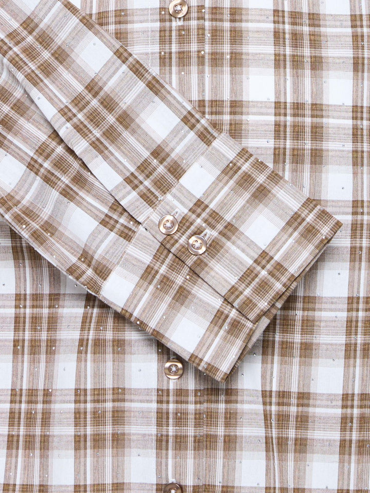 SKJORTE FRCRINA OXFORD TAN CHECK