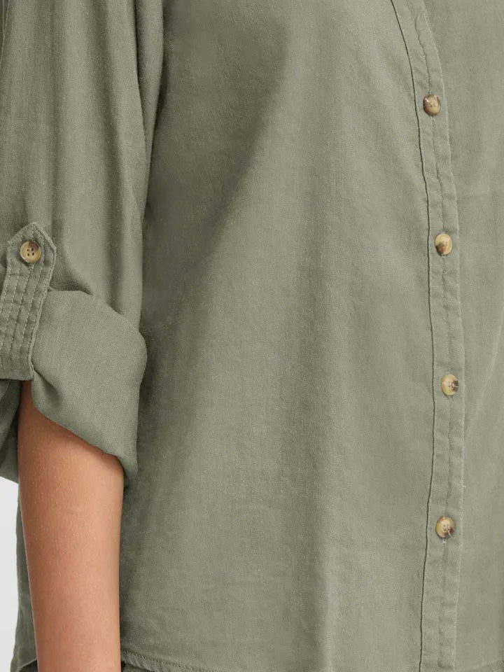 LIN SKJORTE PZLUCA LS DEEP LICHEN GREEN