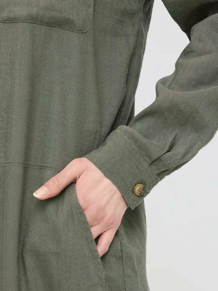 LIN KJOLE PZLUCA LONG DEEP LICHEN GREEN