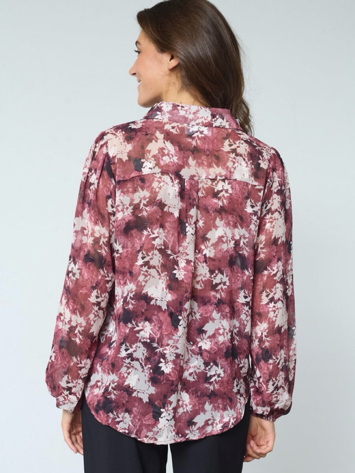 SKJORTE EBBEY BORDEAUX FLOWER