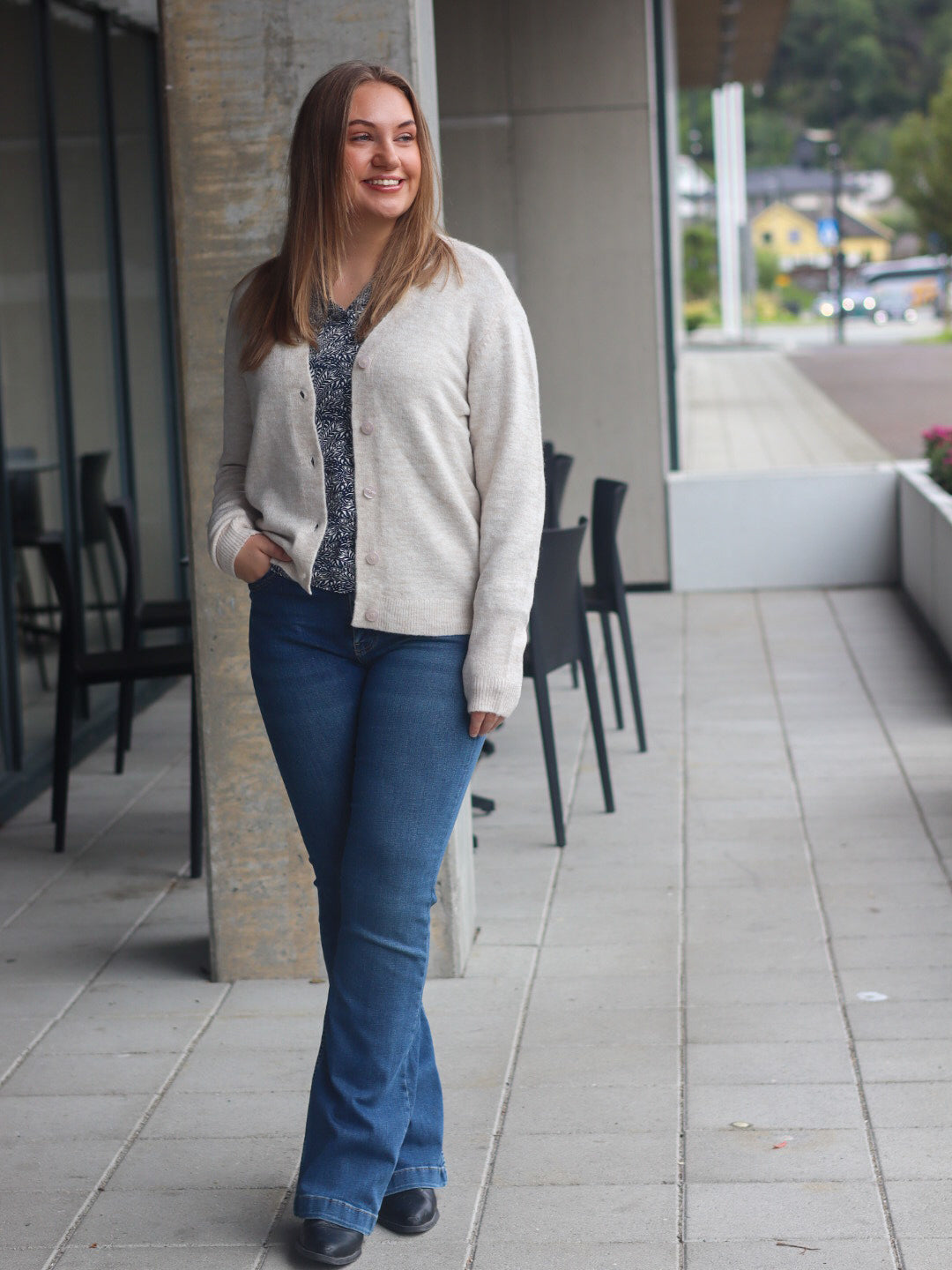 CARDIGAN FRELLIS LIMESTONE MELANGE