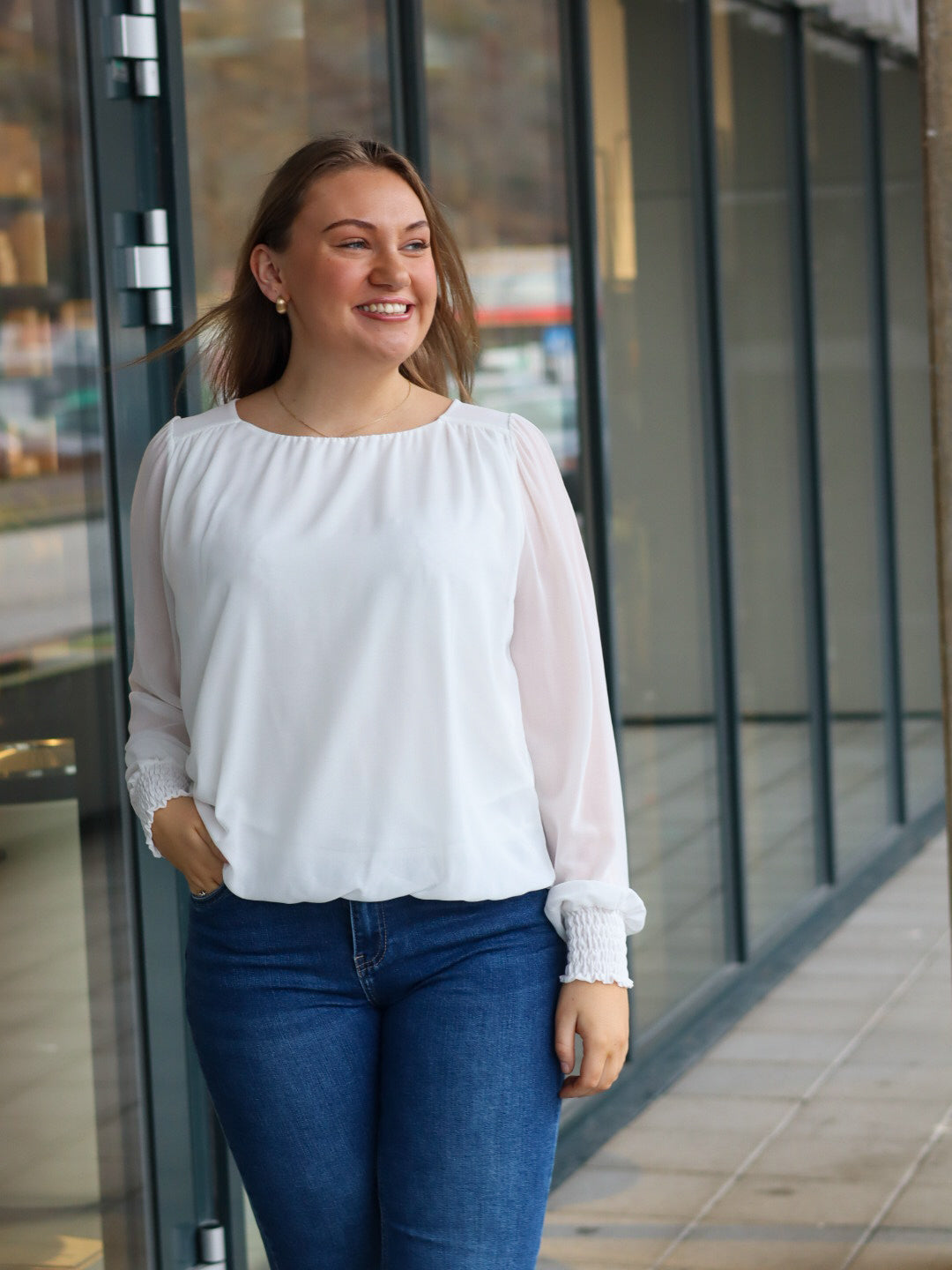 BLUSE MARITA CHIFFON OFFWHITE