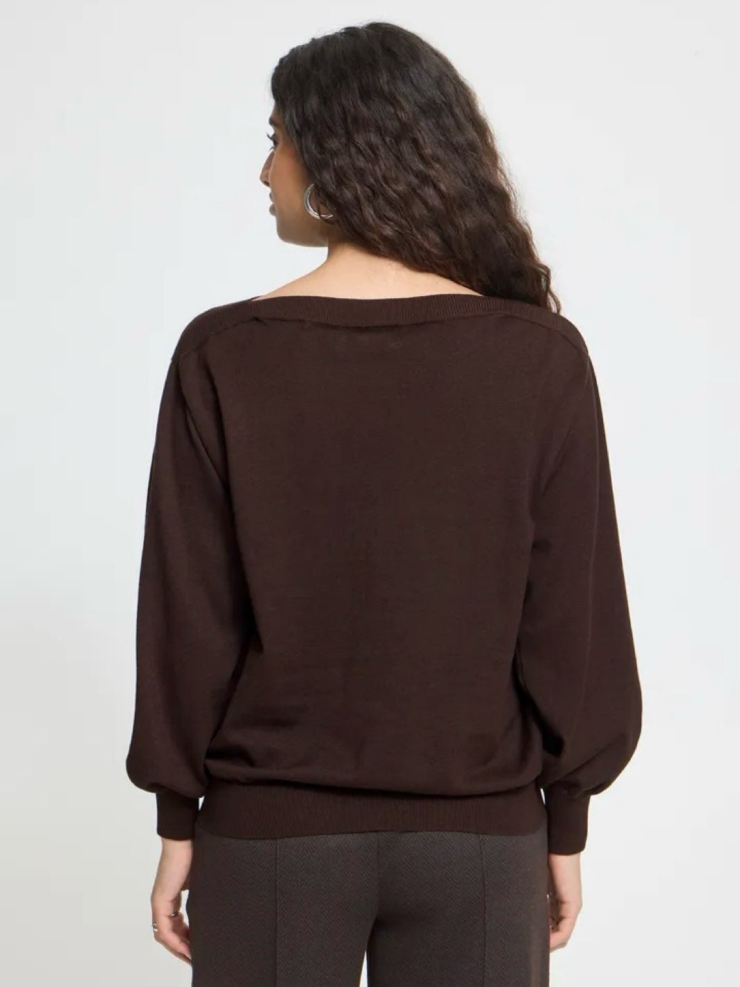 GENSER IHLULS BOAT NECK CHOCOLATE