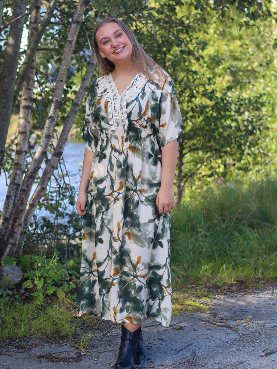 MIDIKJOLE SBKANZA BLUME DUSTY OLIVE