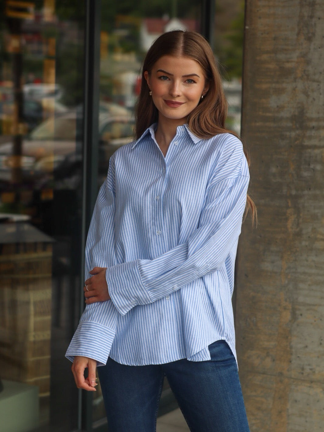 SKJORTE BIBI STRIPE LT. BLUE