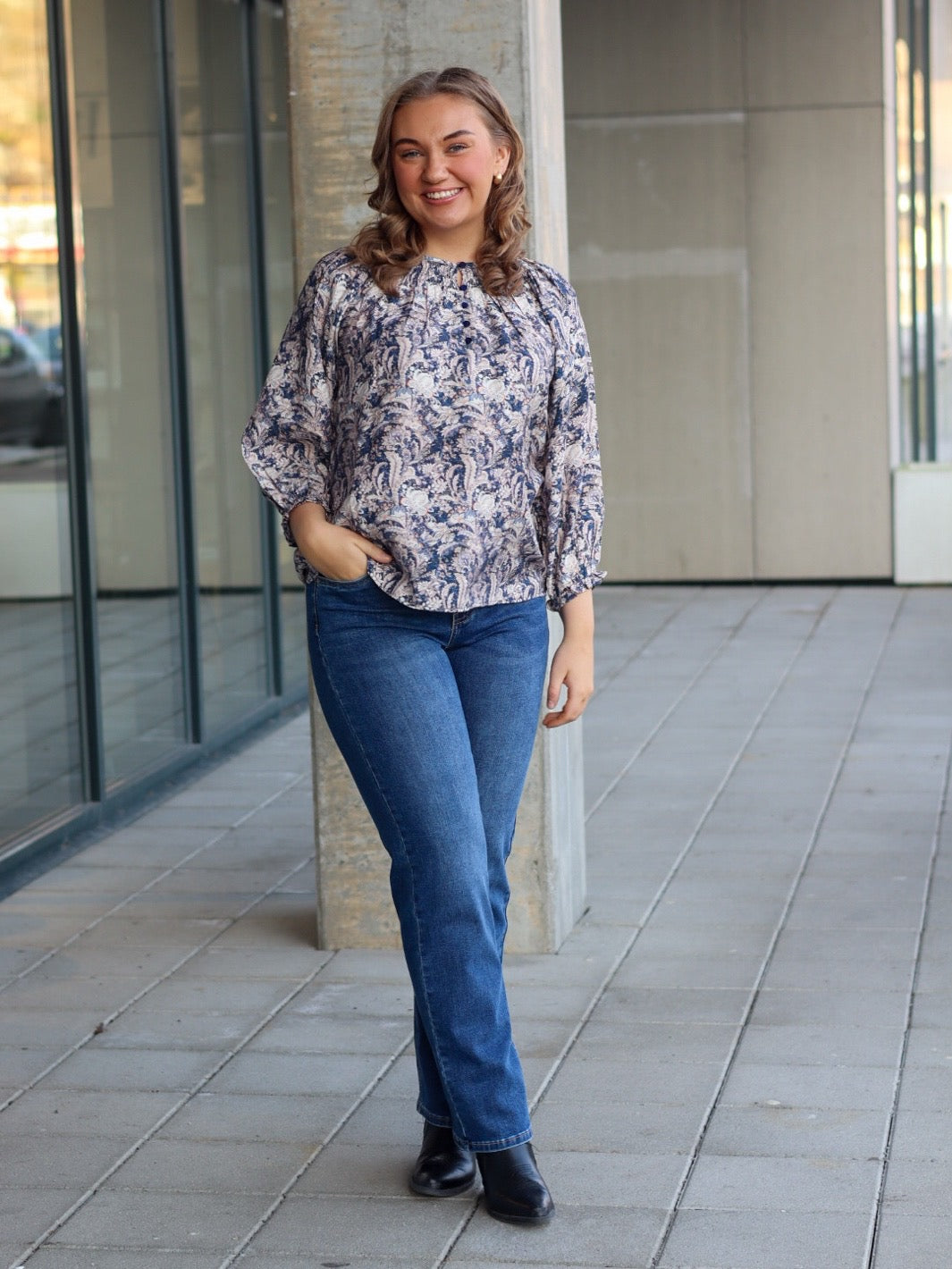 BLUSE PZPERNILLE DARK BLUE PAISLEY