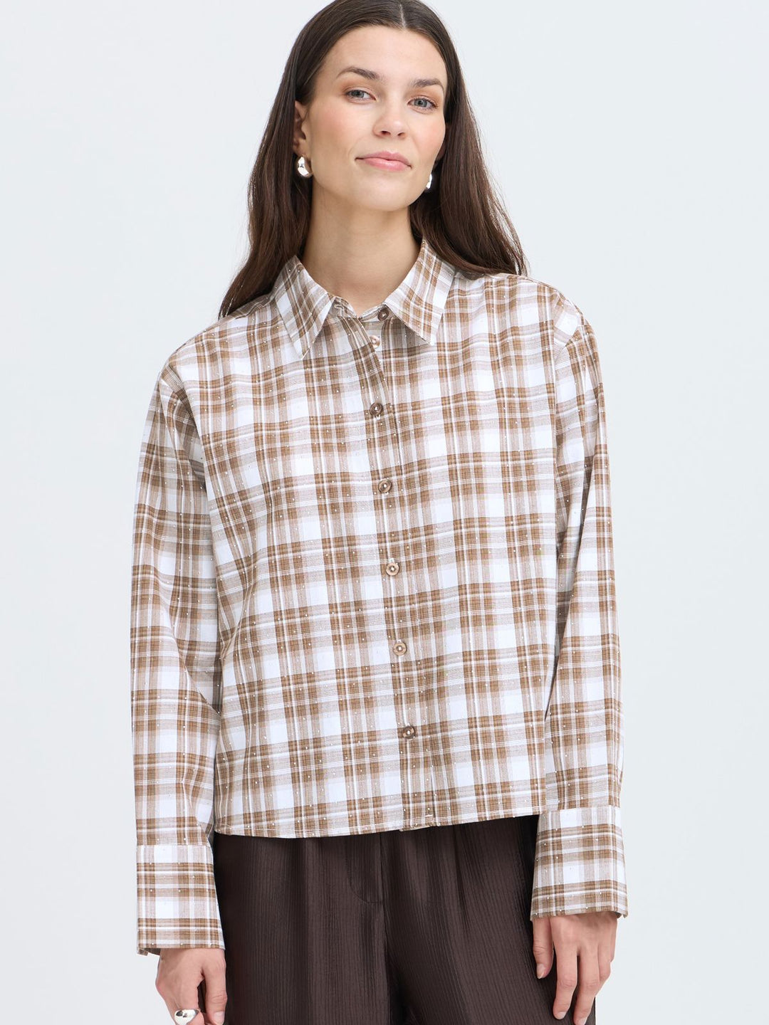 SKJORTE FRCRINA OXFORD TAN CHECK