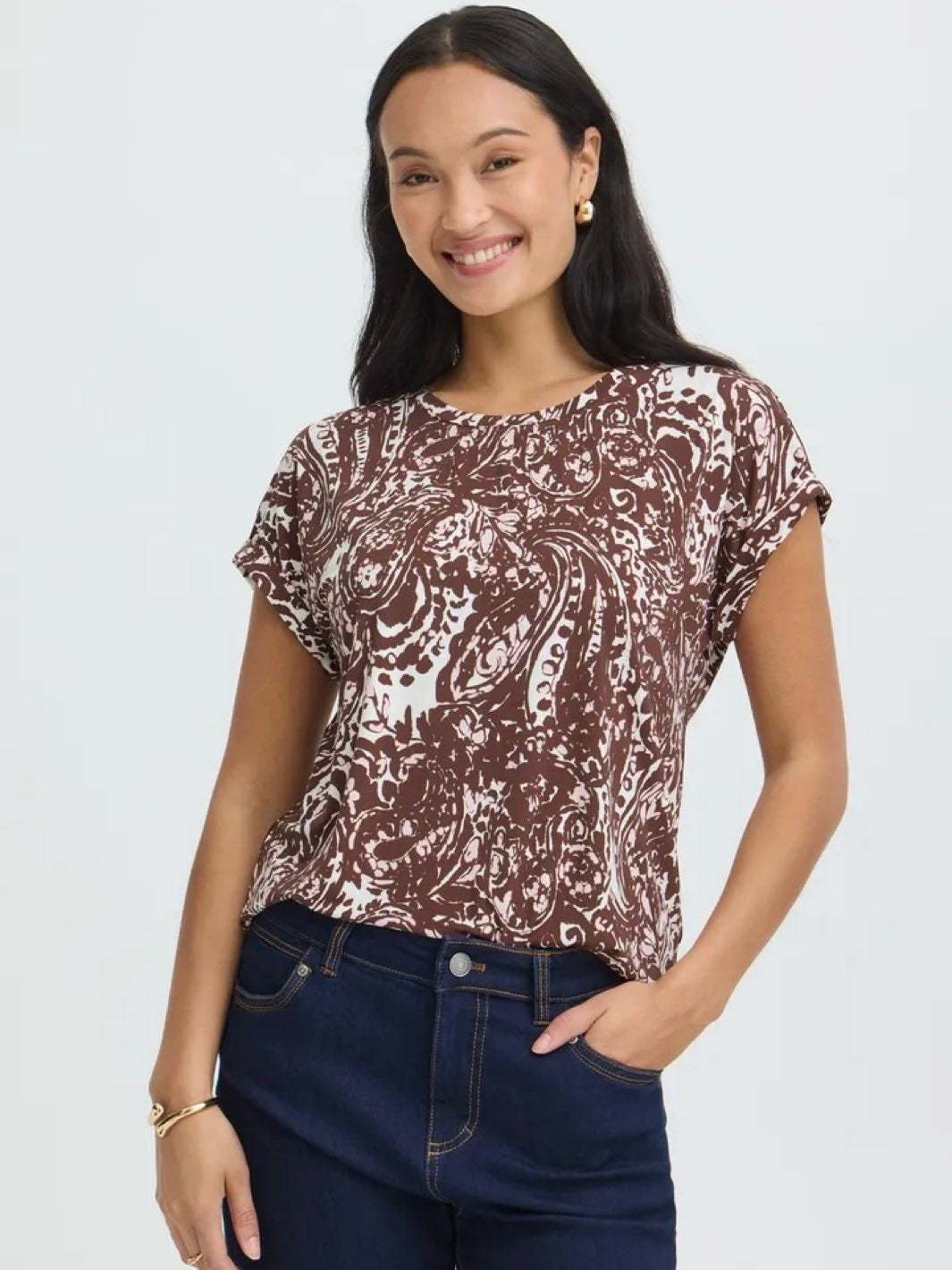 T-SKJORTE FRSEEN ETHNIC PLUM