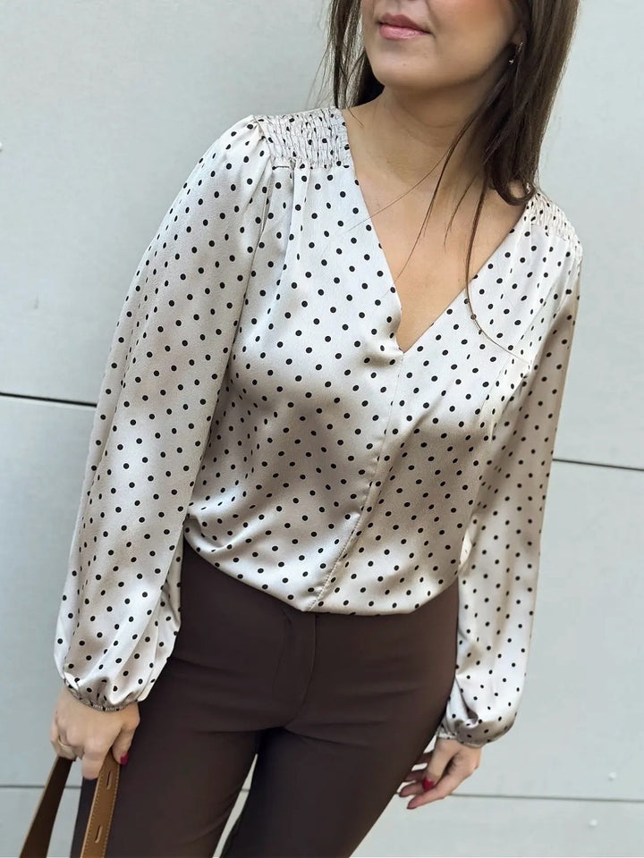 BLUSE JANITA POLKA CHAMPAGNE