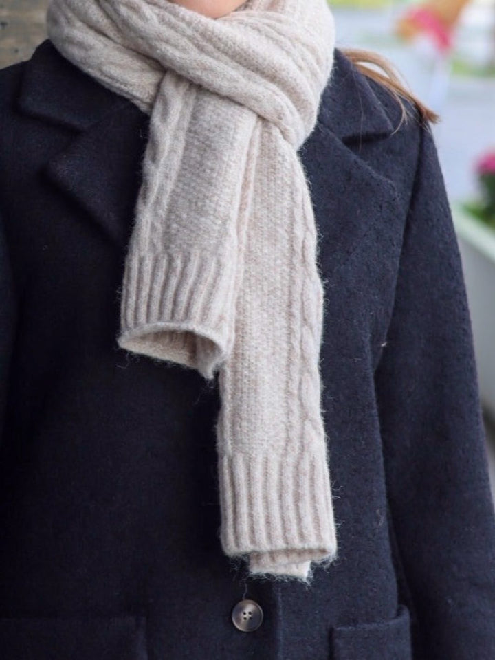 SKJERF STRIKKET ULLMIX BEIGE
