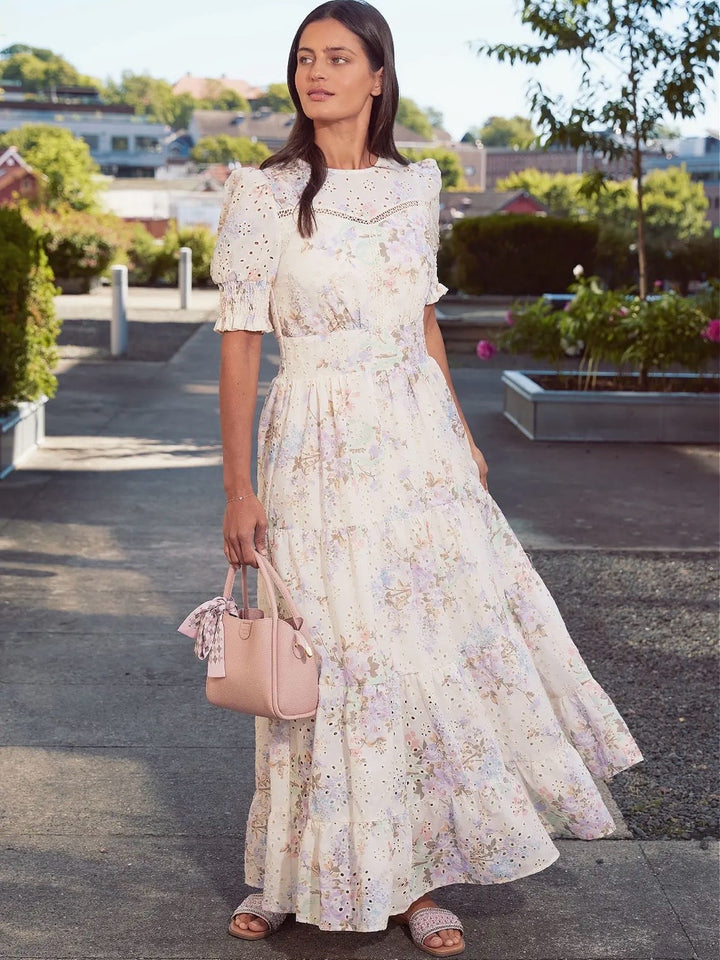 MAXIKJOLE ELOISE IRIS LONG CREME/LAVENDEL
