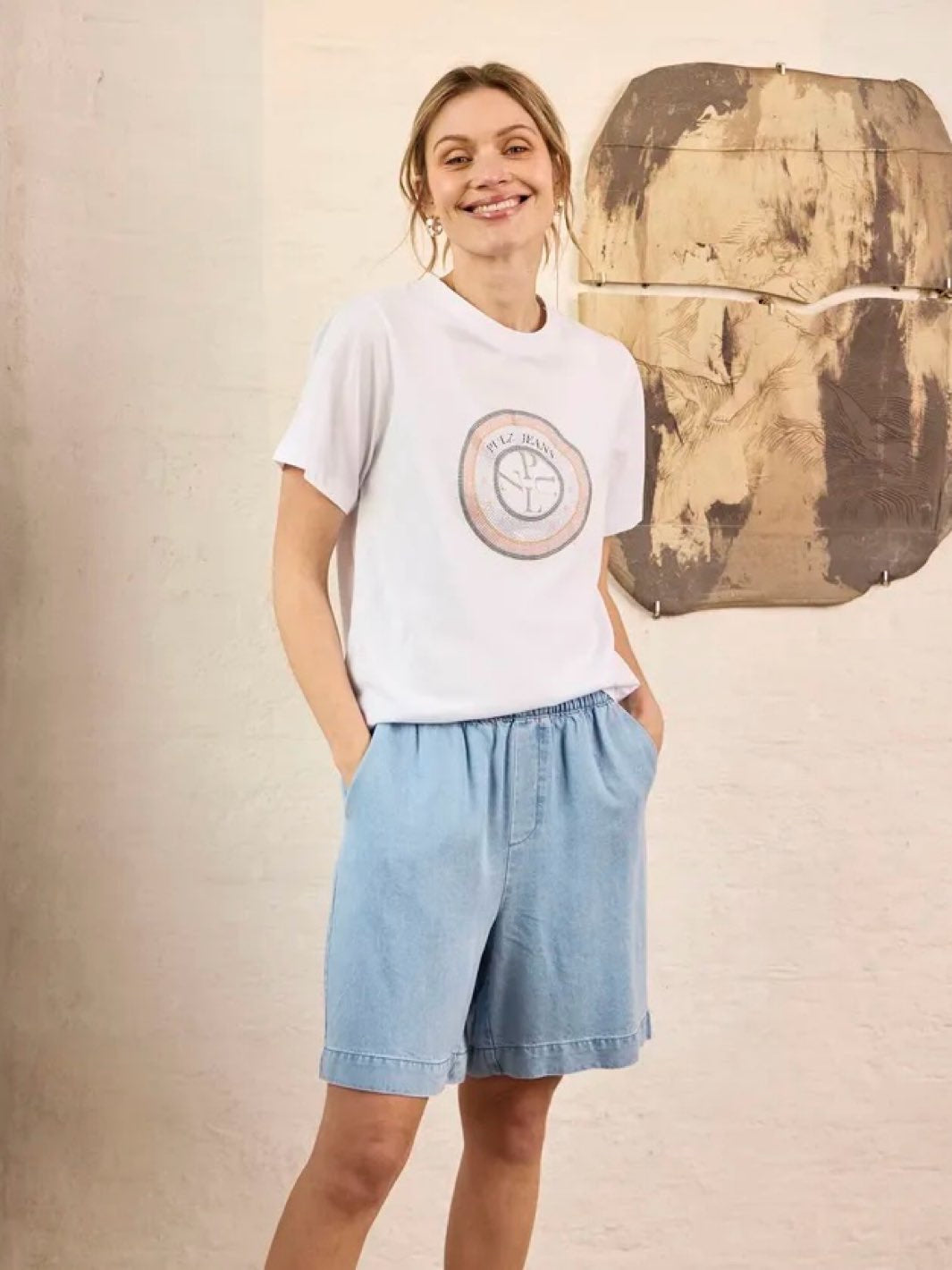 SHORTS PZCHRISTA LIGHT BLUE DENIM