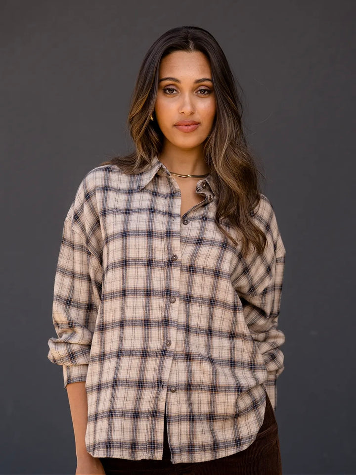 SKJORTE LILY CHECKY BEIGE