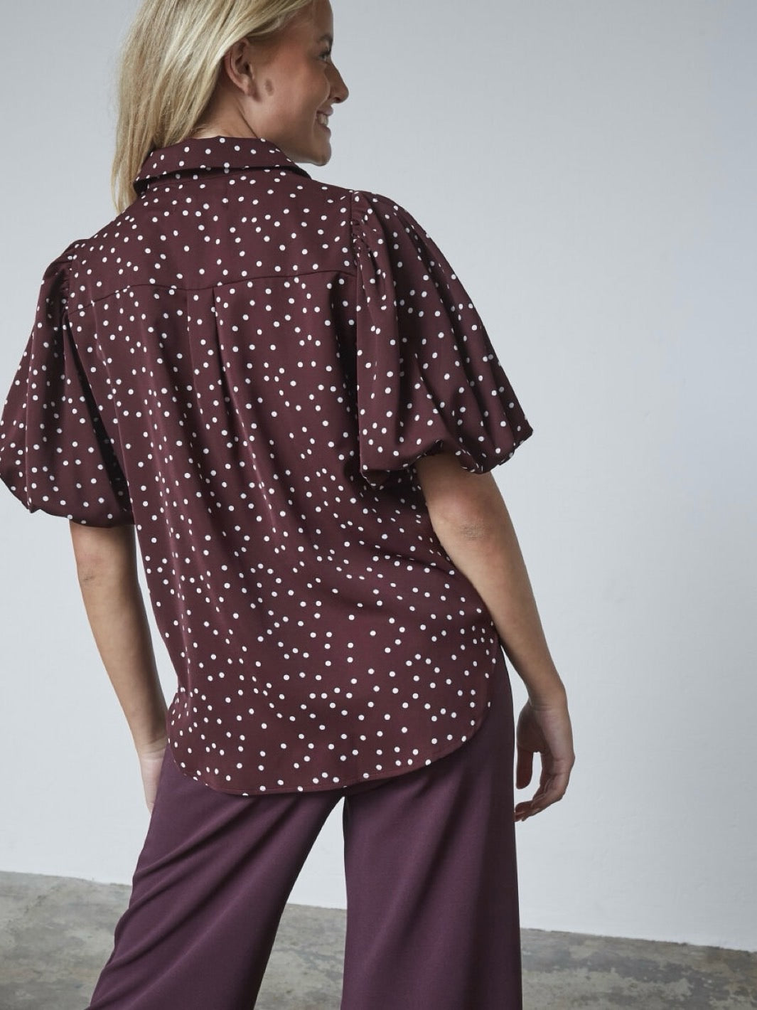 BLUSE ELLA BORDEAUX DOT