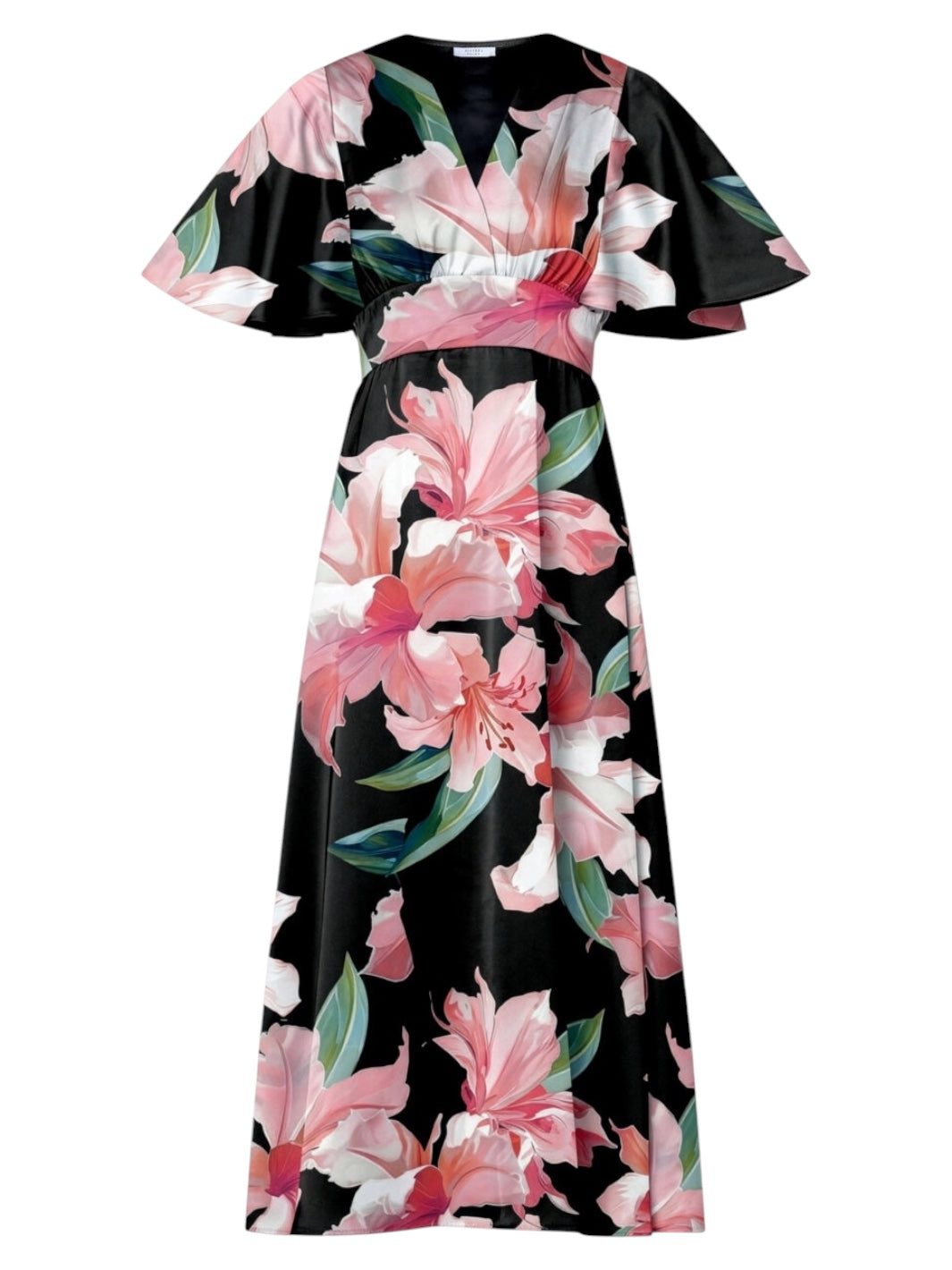 MIDIKJOLE GISELA BLACK FLOWER
