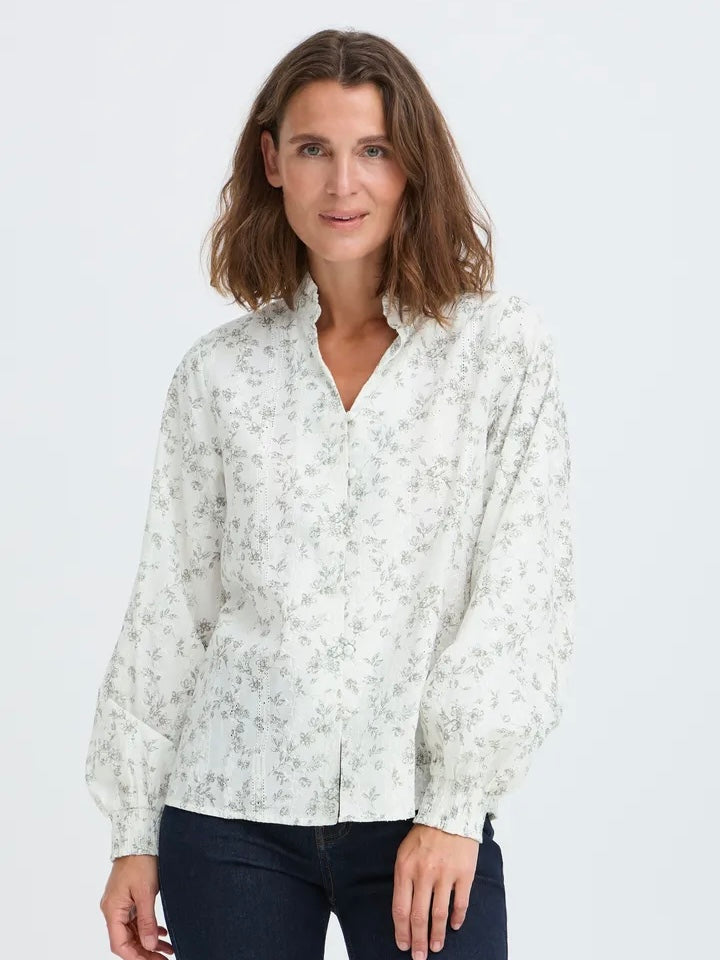 BLUSE PZDEBORAH GREEN FLOWERS