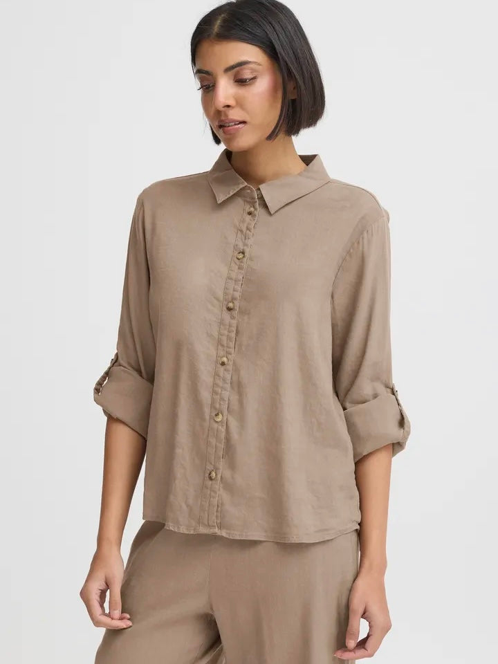 LIN SKJORTE PZLUCA LS WALNUT