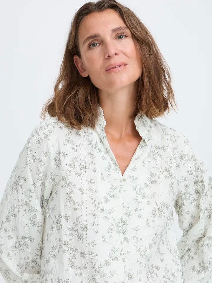 BLUSE PZDEBORAH GREEN FLOWERS