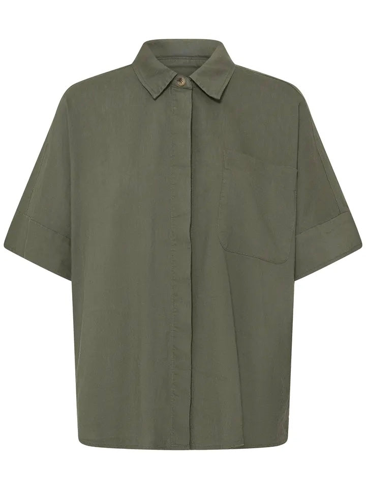 LINSKJORTE PZLUCA BOXY DEEP LICHEN GREEN