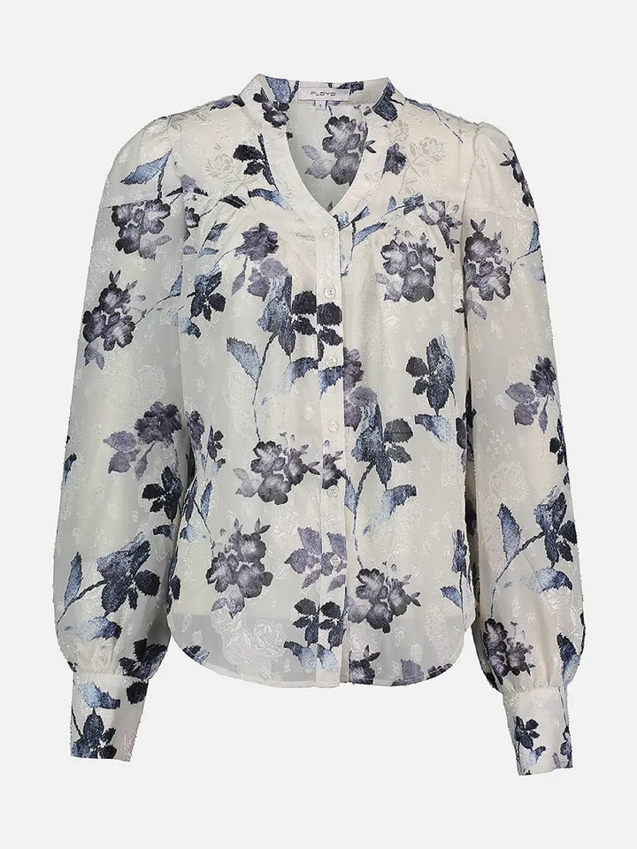 BLUSE OLIVIA FLOWER RETRO BLUE