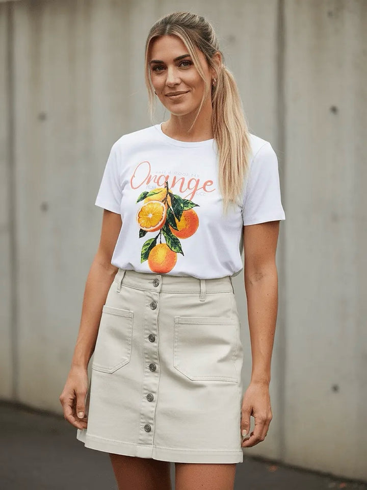 T-SKJORTE DINA ORANGE WHITE