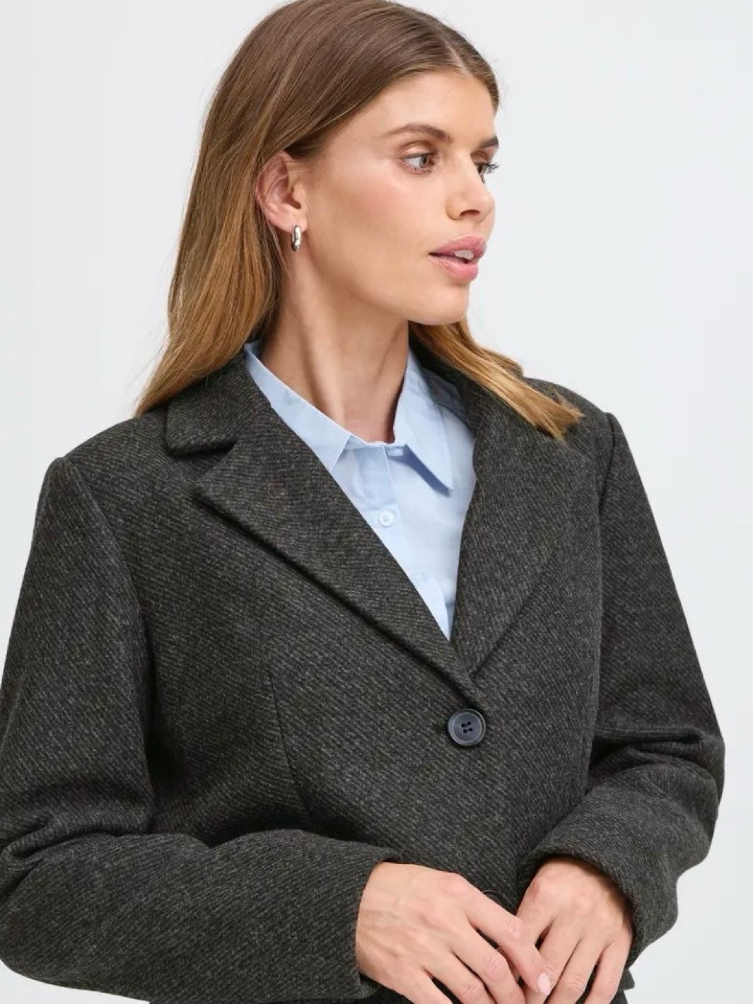 KÅPE FREVILLA LONG CHARCOAL MELANGE