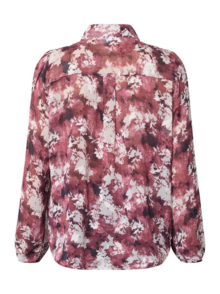 SKJORTE EBBEY BORDEAUX FLOWER