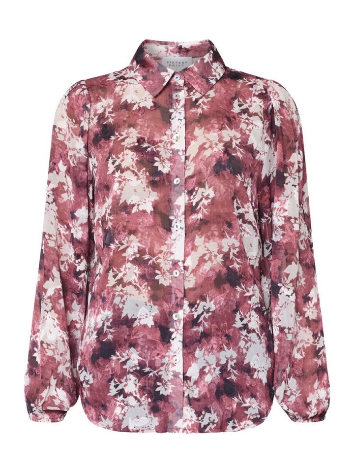 SKJORTE EBBEY BORDEAUX FLOWER