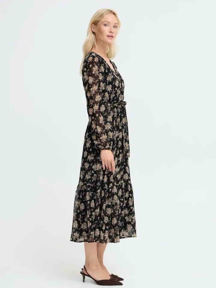 MIDIKJOLE BYXILAYDA BLACK FLORAL