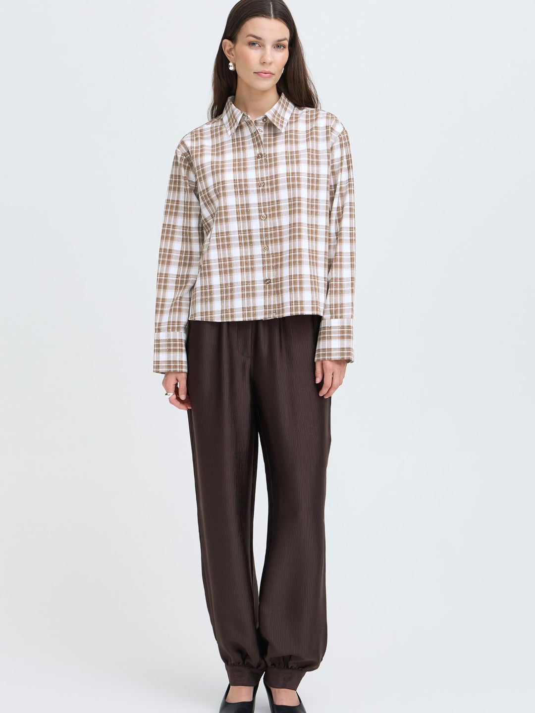 SKJORTE FRCRINA OXFORD TAN CHECK