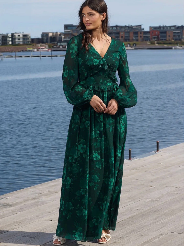 MAXIKJOLE CLARISSA FLOWER DK GREEN