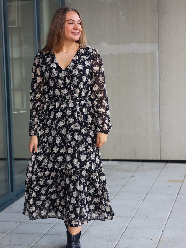 MIDIKJOLE BYXILAYDA BLACK FLORAL